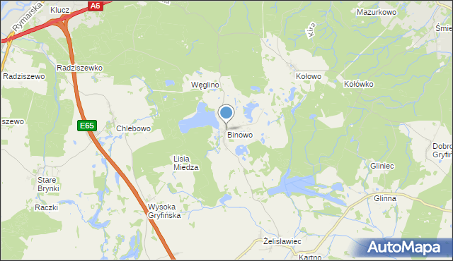 mapa Binowo, Binowo na mapie Targeo